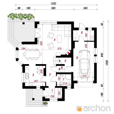  Maja jõhvikates (G) 1. korruse plaan